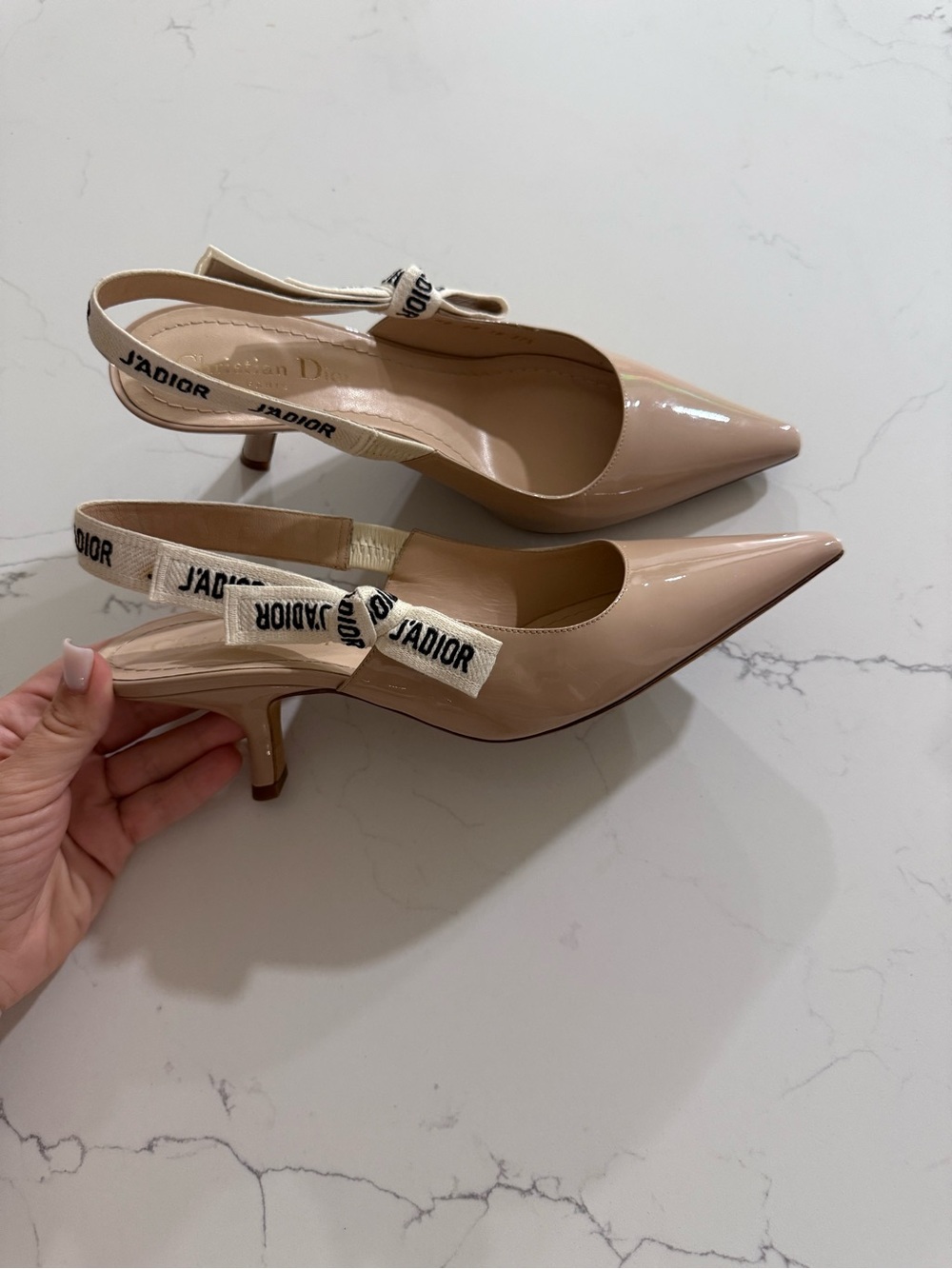 Nude Patent Leather Slingback Heels Dior